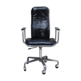 Swivel office chair in black leather - Frederick Scott for Hill - UK - 1970's