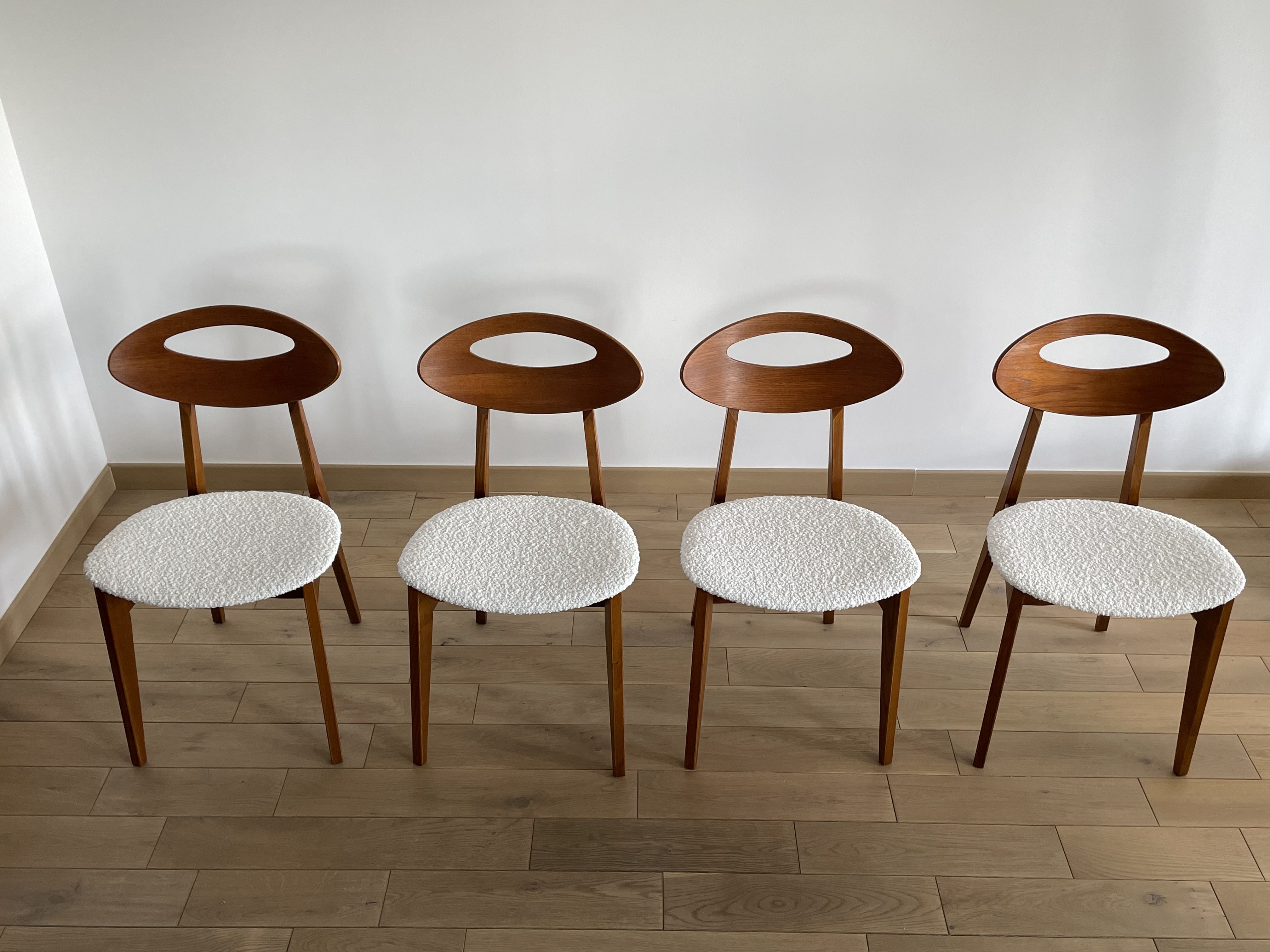 Lot 4 vintage chairs by Roger Landault for Sentou, France 1950