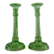 Pair of Scailmont green crystal candlesticks - 1920/1930