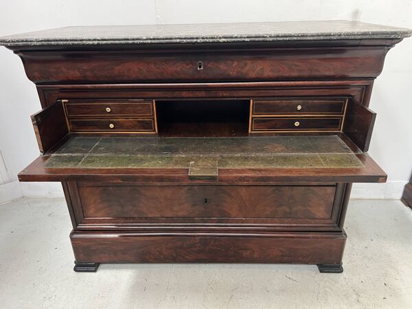 Commode secrétaire Louis Philippe en acajou XIX siècle