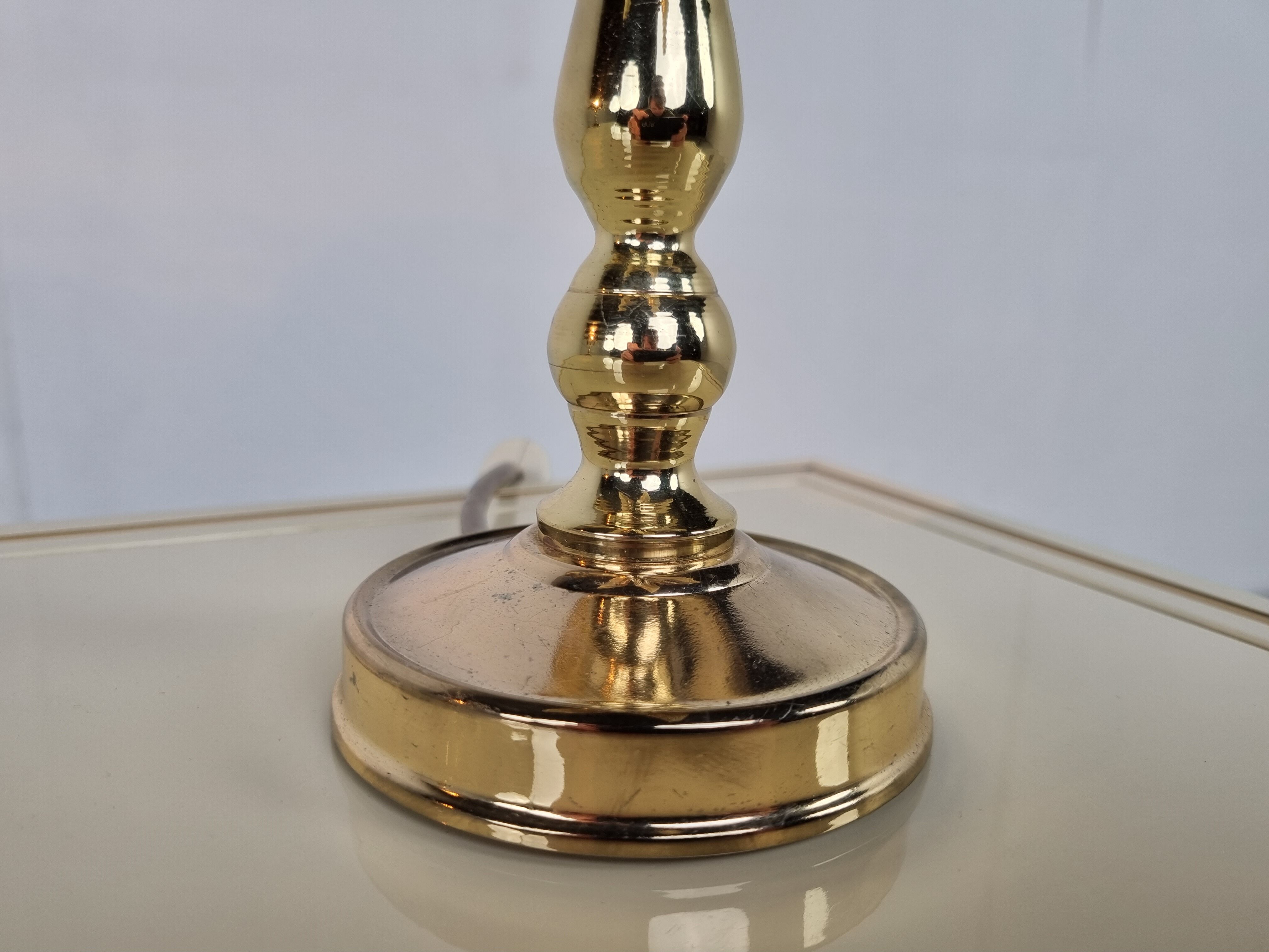 Pair of brass flower table lamps, 1970s