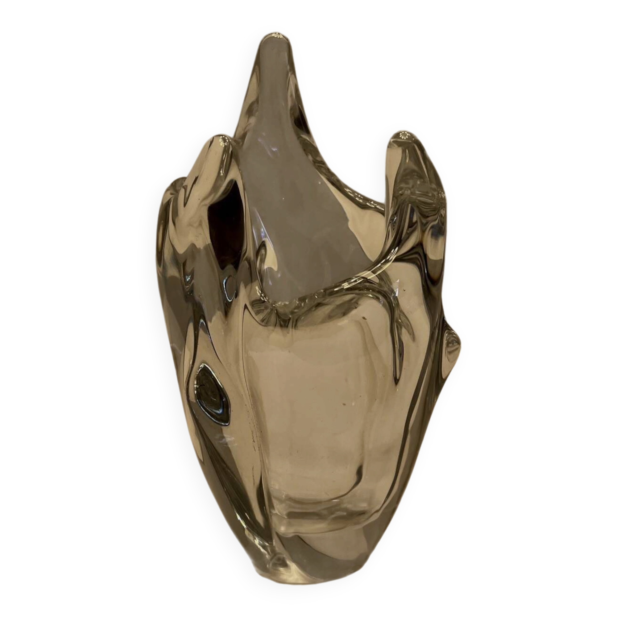 Vintage crystal vase sculpture – signed R. Schneider 1959