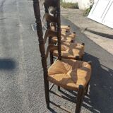 Series of 4 high-backed oak chairs