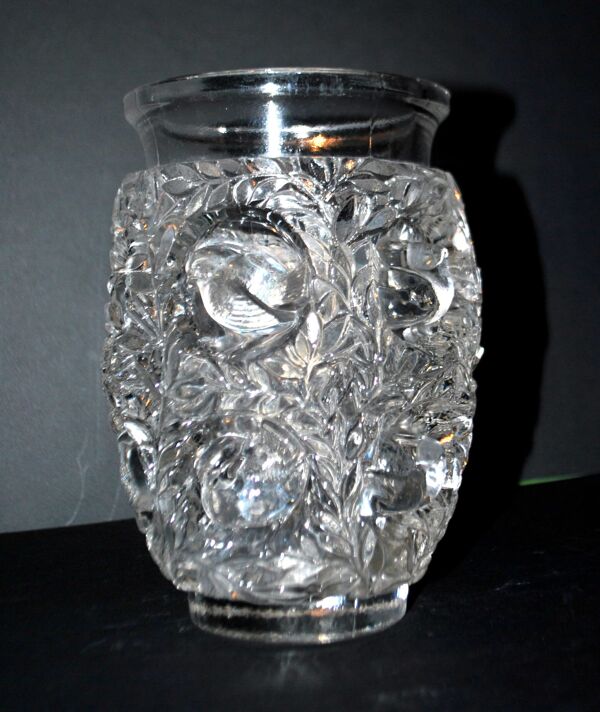 R. Lalique vase art déco Bagatelle oiseau moineau non signé 1939