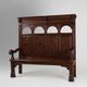 18th Century Gothic French Oak Carved High Back Panel Settle