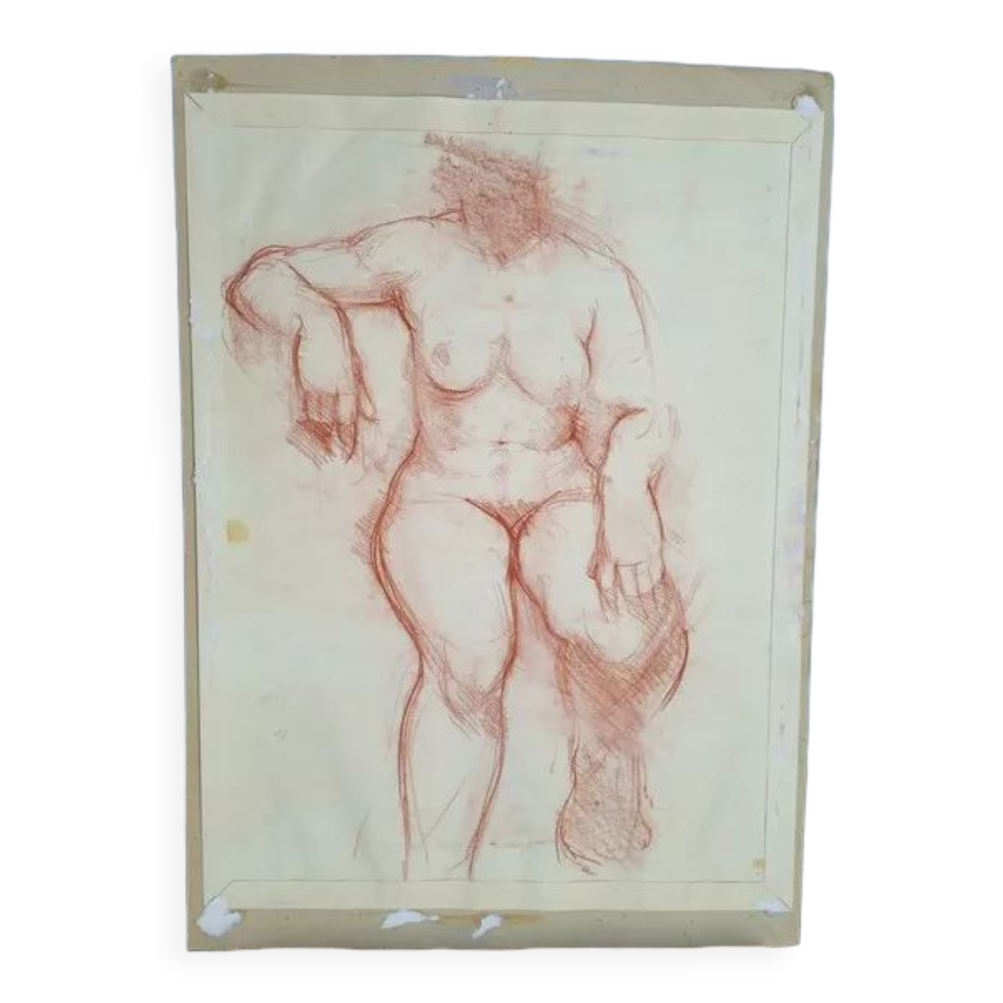 Drawing sanguine study nude female 67/50cm 1950