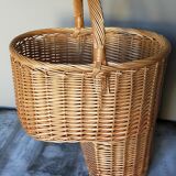 Asymmetrical woven rattan basket