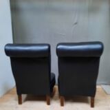 Pair of upholstered low chairs without arms