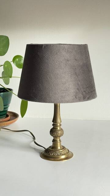 MASSIVE BRASS LAMP and VINTAGE Velvet