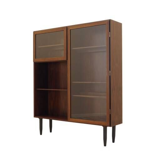 Rosewood display cabinet by Omann Jun Møbelfabrik model 6 with lighting, Denmark 1960s