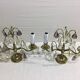 Paire de lampes girandoles en bronze et cristal