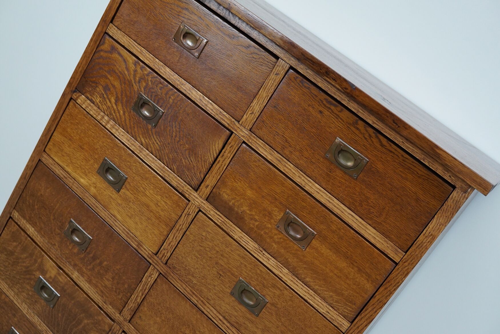 English Oak Apothecary / Filing Cabinet Campaign Style, 1930s