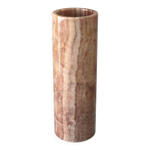 Vase cylindrique en onyx rouge italien vintage, années 1970