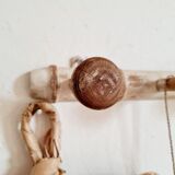 Coat rack wooden hook and patinated white