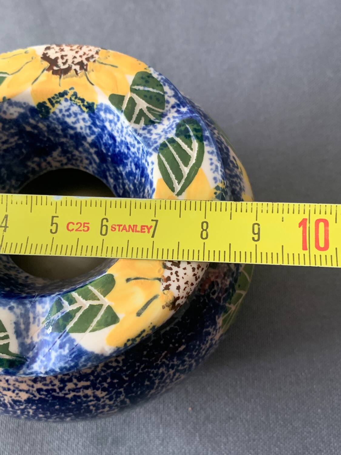 cendrier marocain décor fleurs bleu/jaune/vert