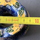 Moroccan ashtray decorated with blue/yellow/green flowers