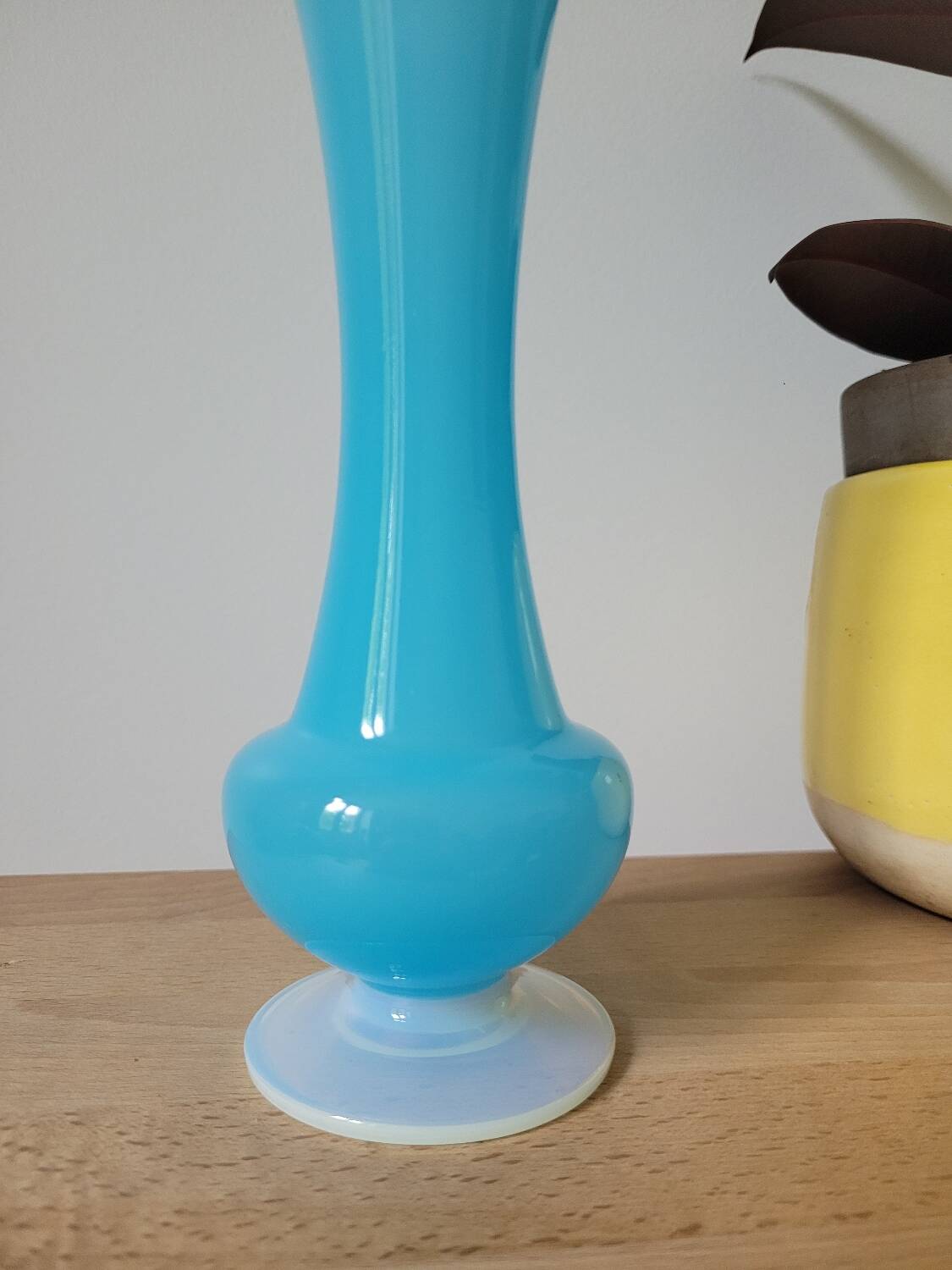 Tall blue opaline vase