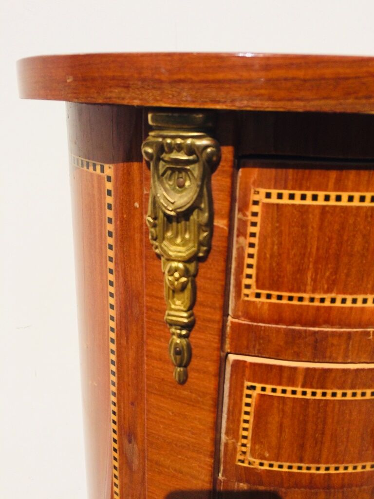 Console - table pedestal table marquetry style louis xv