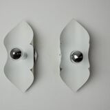 Pair of "folio" wall lights, space age, chromed metal, Italy, 1970