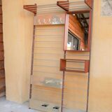 Vintage Scandinavian teak and aluminum coat holder