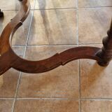 Marquetry wooden dining table with its 6 chairs.