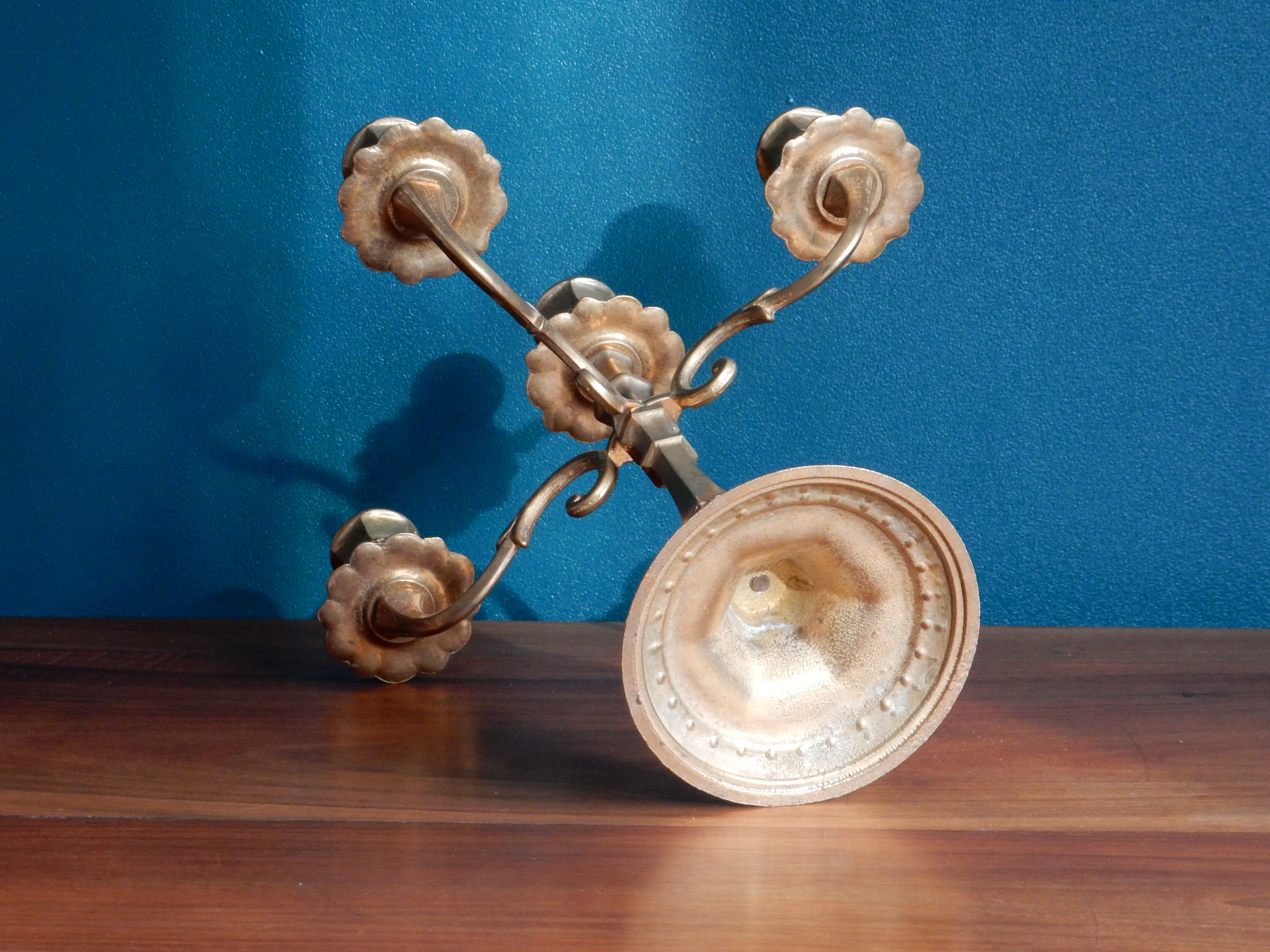 Brass chandelier, French candelabra of the 30s