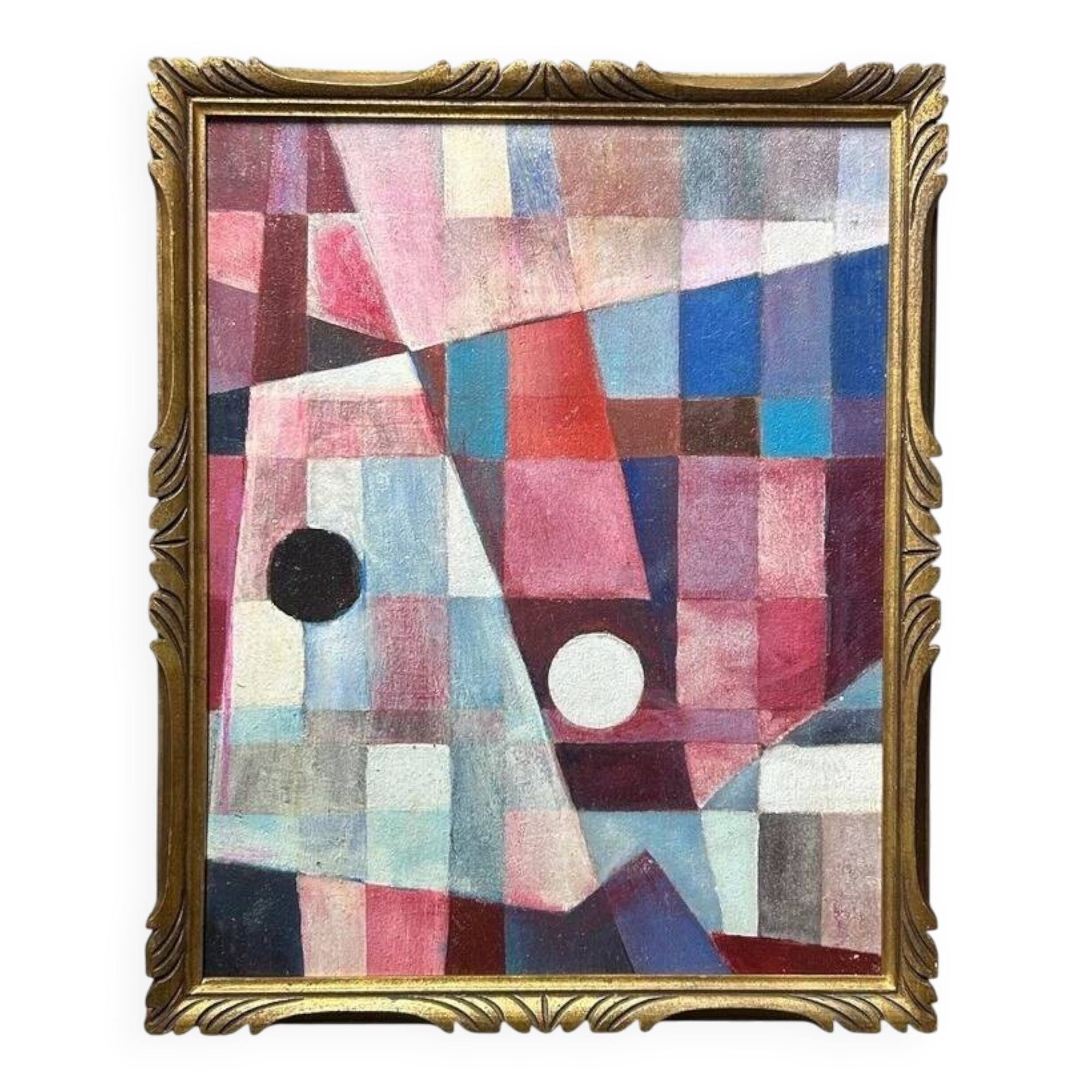 1970 Abstract Original Oil Painting, Framed