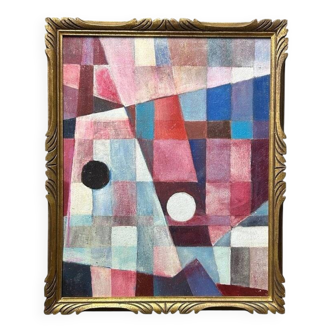 1970 Abstract Original Oil Painting, Framed