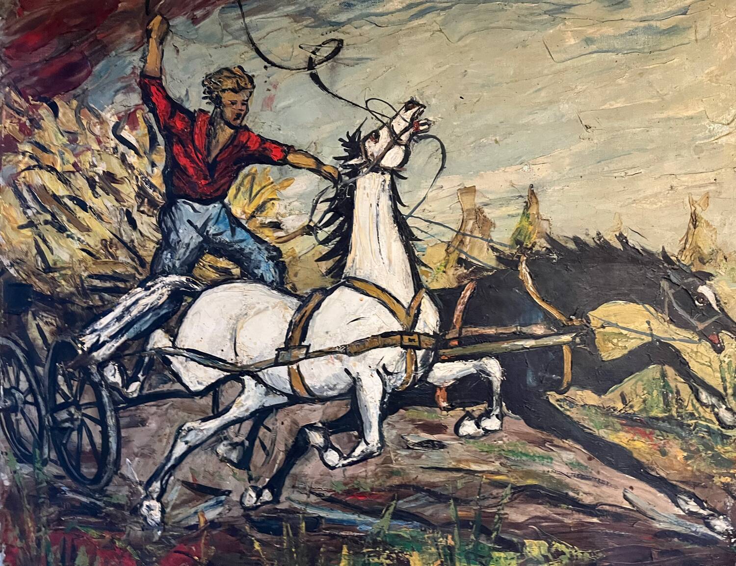 Painting: Oil on canvas - horses in dressage