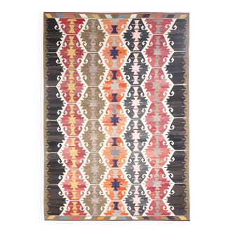 9x12 Multicolor Geometric Vintage Kilim Rug, 264x383Cm