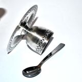 Vintage cockroster in openwork silver metal in its original case