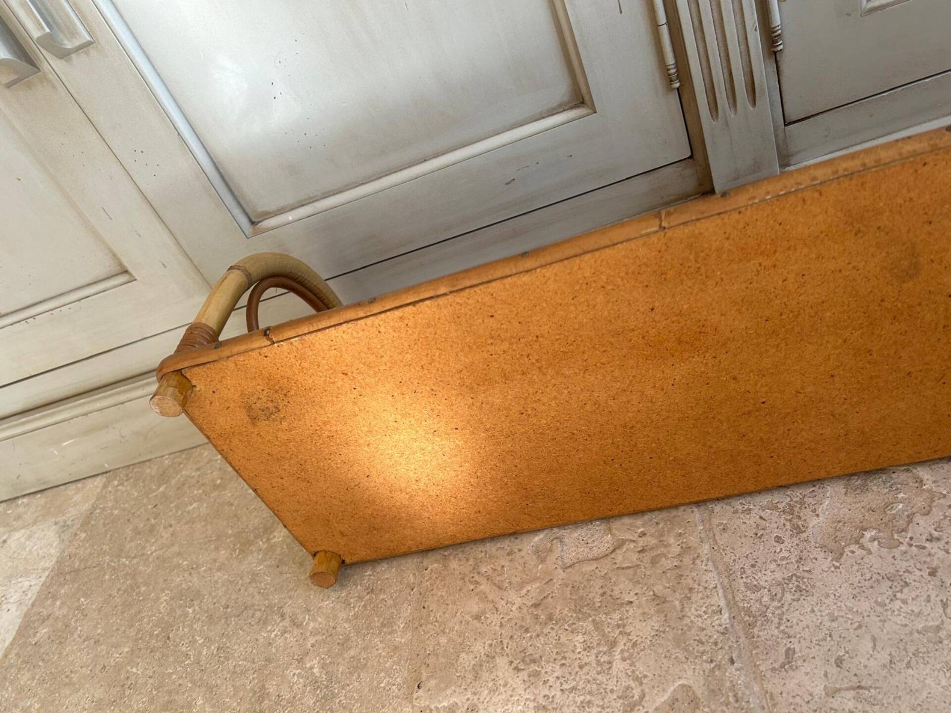 Étagère vintage en rotin osier année 70 bohème