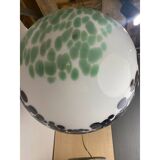 Contemporary Light Green and Black Sphere Pendant in Glass