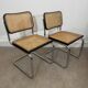 Pair of Marcel Breuer B32 Cesca chairs made in Italy.