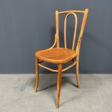 Set of 4 wooden bistro chairs with graceful seats
