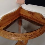 Elm magnifying glass corner console shelf