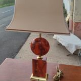 Lamp circa 1970 in iron and lacquered wood as well as bronze