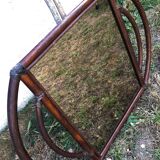 Grand miroir vintage en rotin
