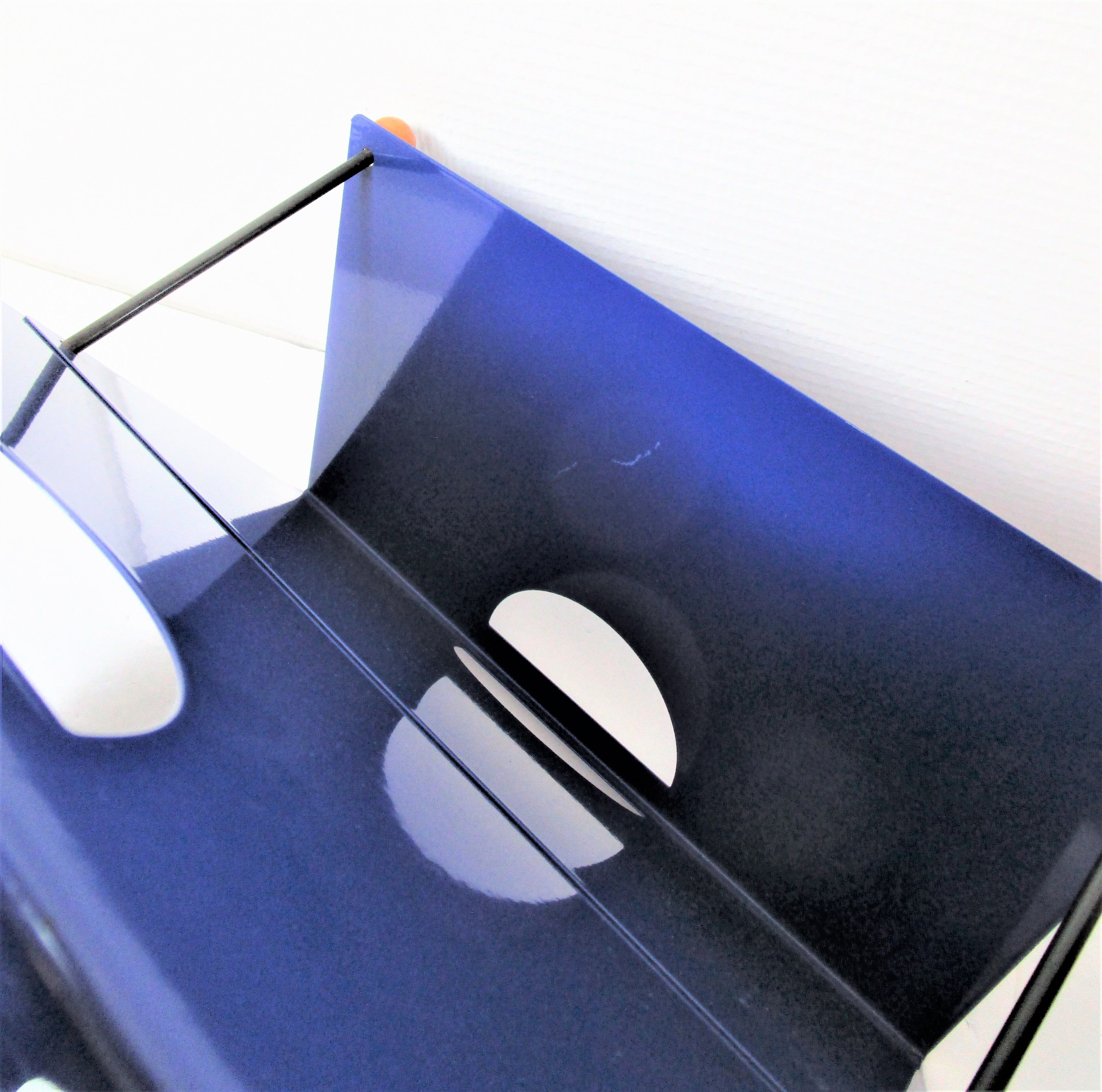 Blue metal magazine holders design 80s