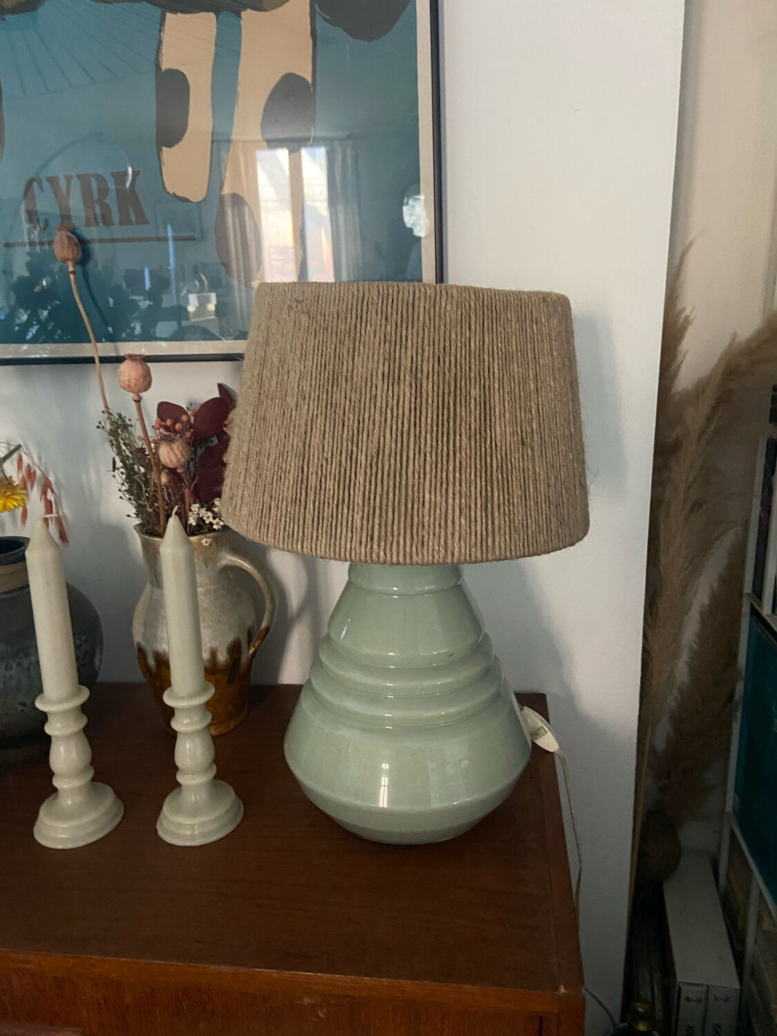 Glass lamp and rope Art Deco