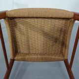 Set of Teak and Paper Cord Dining Chairs by Ejner Larsen for Glyngøre Stolefabrik, 1960s