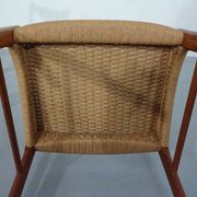 Set of Teak and Paper Cord Dining Chairs by Ejner Larsen for Glyngøre Stolefabrik, 1960s