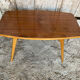 Table Basse Ancienne Scandinave Bois Pieds Compas Années 60 Vintage #E