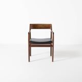 Armchair in rosewood and black leather, by J. Norgaard, Denmark, 1960s