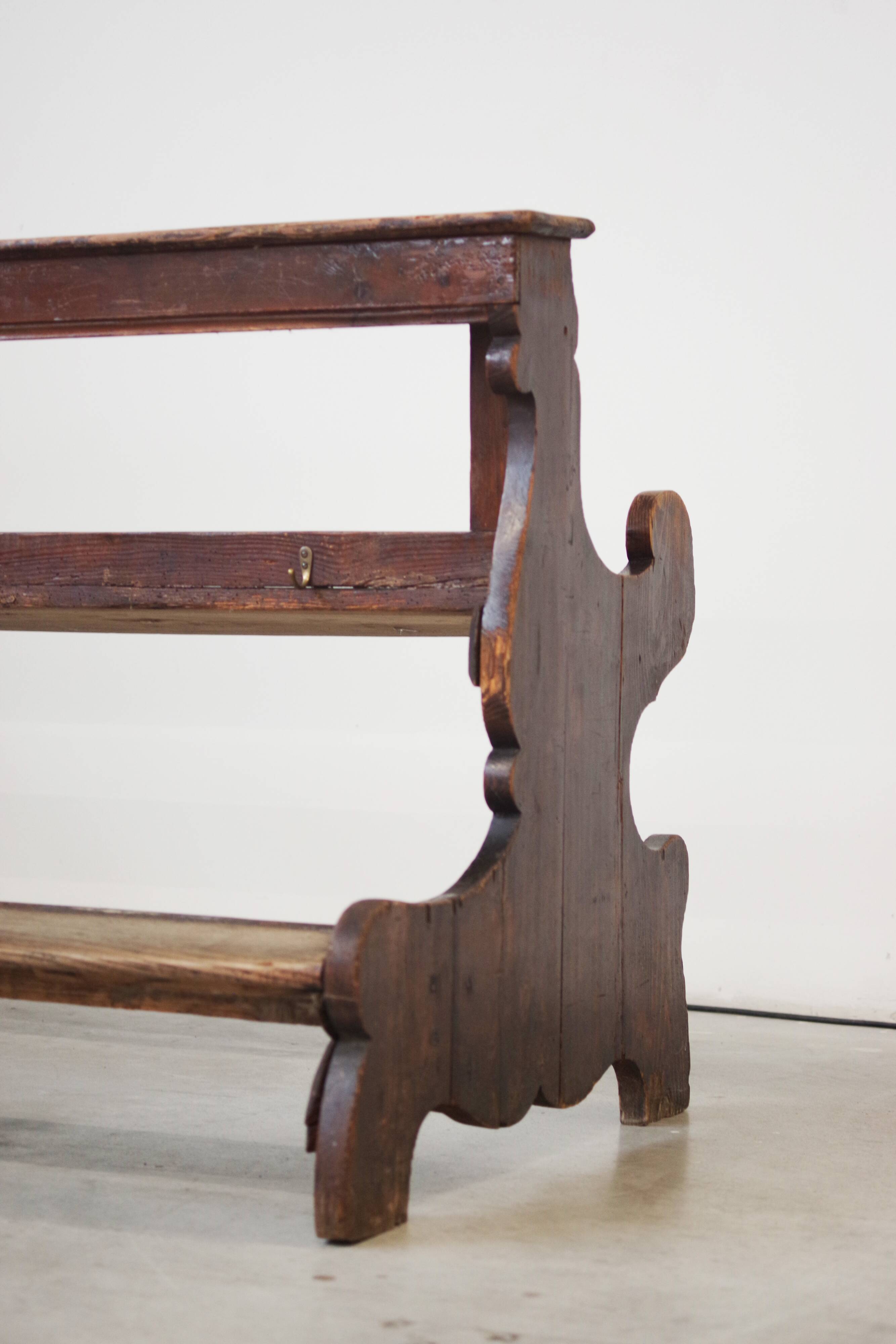 Antique Gothic Church Benches, Late 1800s – Set of 4 Pine Wood Pew Benches