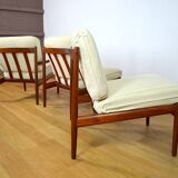 3 Chauffeuses Formant Banquette Danoise de Grete Jalk Édition Glostrup 1960