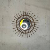 Miroir soleil en rotin vintage