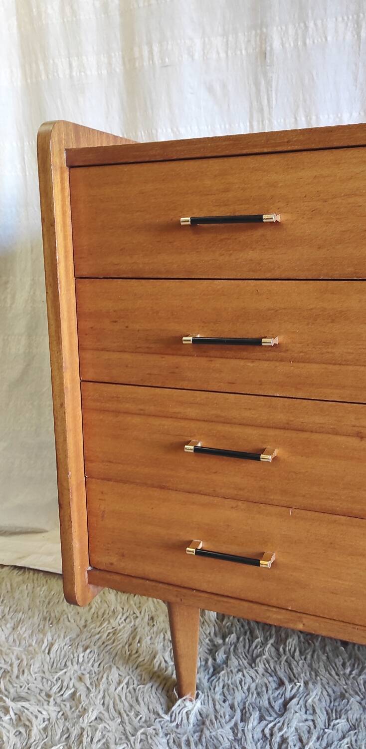 Modernist chest of drawers with 4 drawers in wood - 1950s/60s