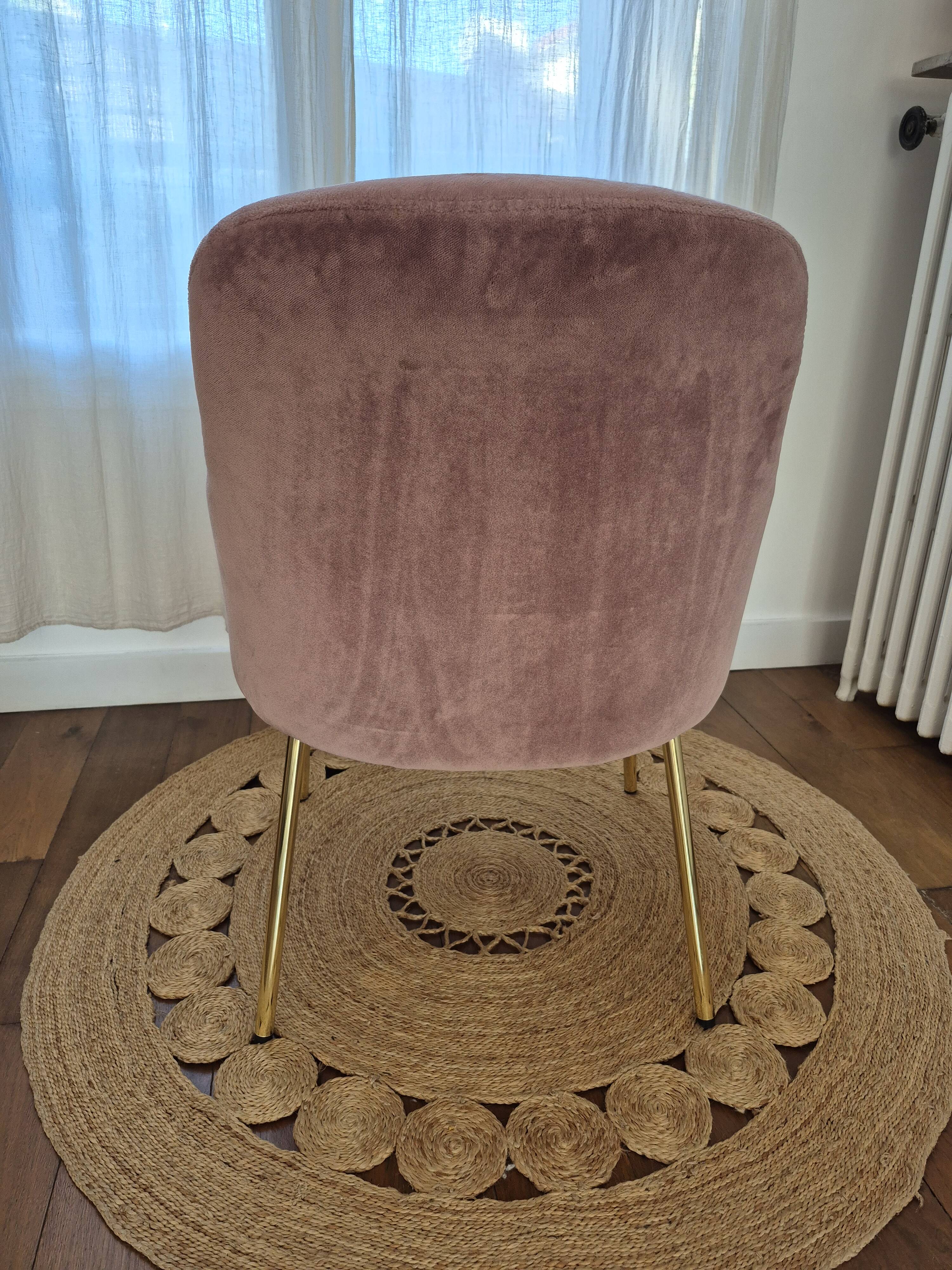 Fauteuil torre 1961 – modèle da vinci 02 – velours rose pâle