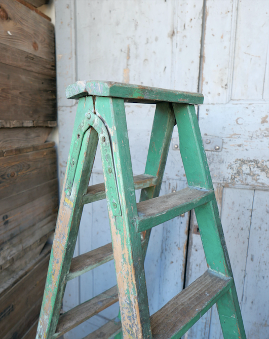 Wooden workshop folding stepladder
